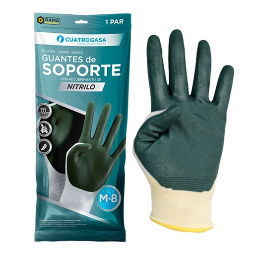 [LNP001010-P480] Luvas de suporte em poliester impregnadas de nitrilo, verde - Tamanho M I 8
